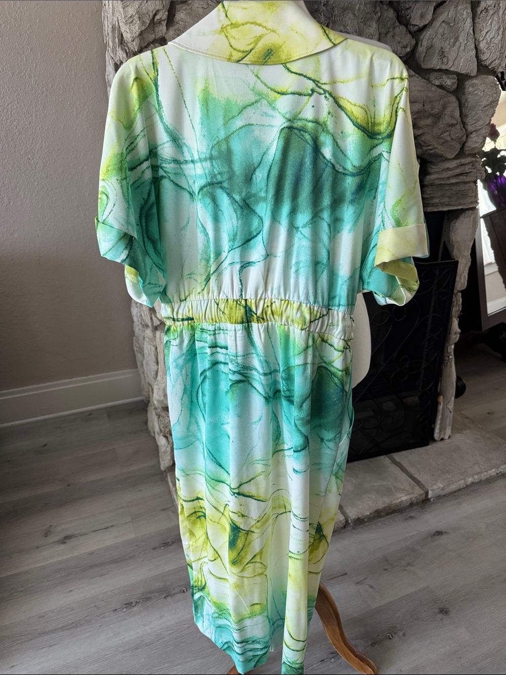 INC International Concepts Green & Yellow Marble Print Jumpsuit - Picture 5 of 5